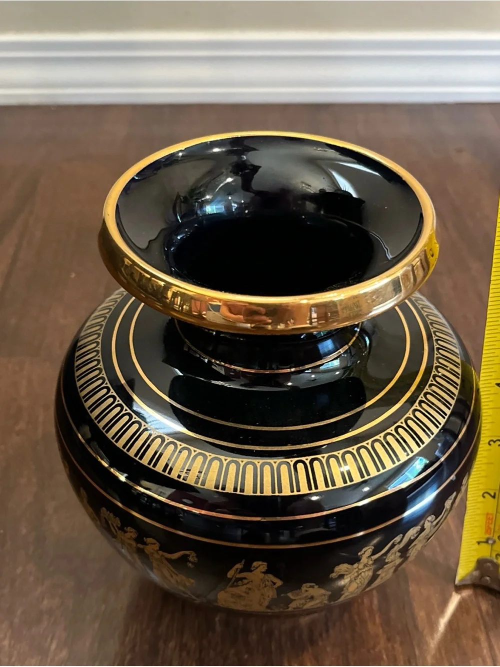 Black and Gold Decorative Urn Vase - Classic Greek Motif